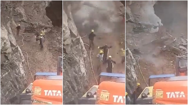 Close Call For Workers Clearing Debris At Badrinath National Highway | WATCH